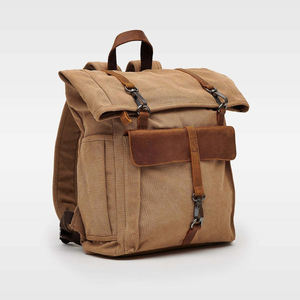 Mochila de Lona y Cuero de Gran Capacidad, Bolsa para Portátil de Viaje, Venta al Por Mayor, Marca Privada, Fábrica LCB-0045 - Product Image 2