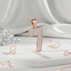 Diamtrendz Lucky Number 7 <b>Pendant</b> Chain 925 Silver Rhodium Plated Hiphop Cubic Zirconia Diamond 10K 14K 18K <b>Solid</b> <b>Gold</b> - Product Image 4