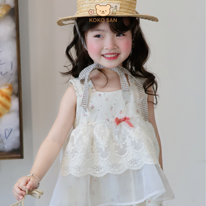 Prêt à expédier, faible MOQ, vêtements pour enfants, mini-robe pour bébé fille, style été sans manches, multi-couches - Koko San DKS05 - Product Image 4