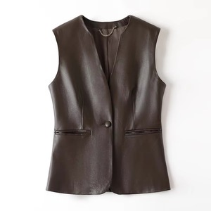 Chaleco de Cuero Personalizado para Mujer, Chaleco de Motociclista de Alta Calidad - Product Image 1