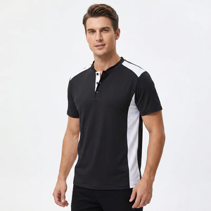 T-shirt à manches courtes pour homme, noir et blanc, style décontracté, col rond, tricoté, respirant, haute qualité, marque personnalisée OEM - Product Image 2