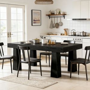Tavolo da Pranzo Moderno Rettangolare con Piano in Pietra, Arredamento per Casa, Appartamento o Villa - Product Image 1
