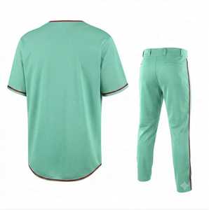Mint <b>Green</b> Baseball Jersey Pants Set <b>Silk</b> Screen Printed 100% Polyester Elastic Waist Breathable Crew Neck Short Summer Softball - Product Image 2