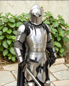 Armadura medieval de la mejor calidad, tipo Sugarloaf, en acero dulce de calibre 18, con acabado pulido, tamaño completo, aproximadamente 7 pies, con acabado pulido. - Product Image 3