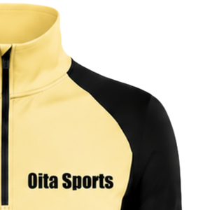 Camiseta Deportiva de Manga Larga con Cierre de Cremallera, Color Amarillo Neutro y Negro, para Mujer, con Orificios para los Pulgares, Corte Ajustado, para Correr, Gimnasio, Entrenamiento - Product Image 5