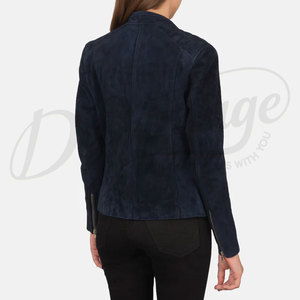 New <b>Womens</b> Brown <b>Suede</b> Panel Bomber <b>Jacket</b> High Quality Leather <b>Suede</b> Biker <b>Jacket</b> Navy blue <b>suede</b> biker <b>jacket</b> for <b>women</b> - Product Image 5