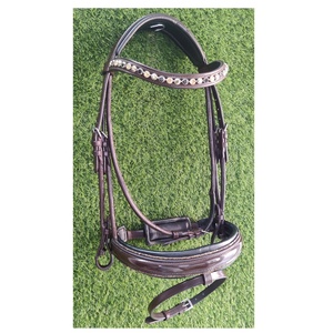 Brida de cuero curtido para verduras de la India, cosida, redonda, suave, acolchada, de cristal, ostentosa - Product Image 6