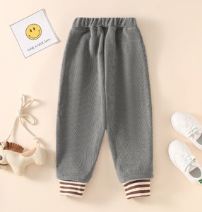 Pantalones Deportivos de Invierno para Niños Unisex, Cintura Elástica de Alta Calidad, Pantalones Térmicos Gruesos, Puños a Rayas, Color Sólido, 3-14 Años - Product Image 5
