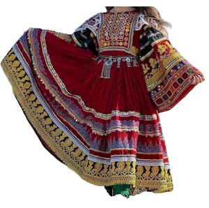 Robe longue en velours brodé, ensemble de mariage et de Mehndi, style afghane, col carré, motif patchwork fait main, robe Pathani afghane d'hiver - Product Image 1