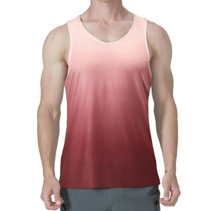 New Design <b>Men's</b> Custom Gradient Tank Top Breathable Mesh Fabric Sportswear Sleeveless Fitness <b>Singlet</b> Wholesale Order Tank Tops - Product Image 5