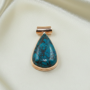 Colgante de Crisocola Azul, Plata de Ley 925, Collar de Piedras Preciosas en Forma de Lágrima Hecho a Mano, Joyería para Mujer, Chapado en Oro Rosa y Oro Amarillo - Product Image 2