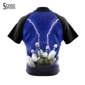 Breathable Polyester Adults Sportswear Custom Logo Printing <b>Bowling</b> Club Jersey Short custom - Product Image 6