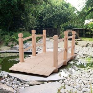 Piccolo Ponte Paesaggistico in Legno Anticorrosione, Colore Legno Naturale, Ponte ad Arco per Cortile e Esterni, per Paesaggistica e Pavimentazione - Product Image 2