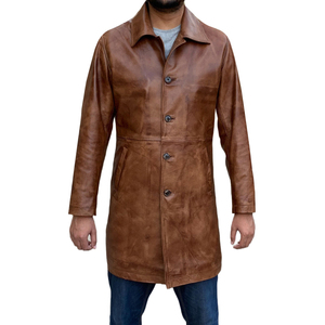 Manteau en cuir pour homme, style unique, haute qualité, en cuir véritable, vente en gros, logo personnalisé, vêtements d'extérieur d'hiver - Product Image 1