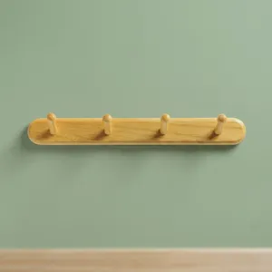 ตะขอแขวนติดผนังไม้ 4 ตะขอ เป็นมิตรกับสิ่งแวดล้อม ทนทาน สไตล์มินิมอลคลาสสิก ใช้ในบ้าน ติดตั้งง่าย - Product Image 1