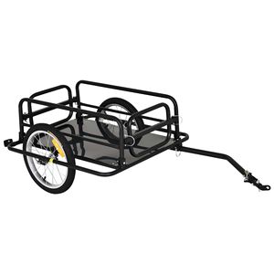 Carrello Pieghevole Nero a 16 Ruote per Bicicletta, Capacità di Carico 40 kg, Rimorchio per Bicicletta con Gancio per Trasporto Utilitario e Merci - Product Image 1