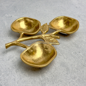 Haute demande personnalisé décor à la maison 3 sections branche bol moderne texturé laiton pomme argent mobile émaillage métal artisanat - Product Image 1