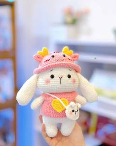 Gros Crochet Lapin Poupée Amigurumi Lapin En Peluche Jouet Laine Fil Mignon En Peluche Jouet Fabriqué Crochet Poupée au Vietnam Sûr Pour Les Enfants - Product Image 2