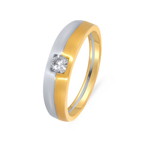 Anillo de Boda de Lujo en Dos Tonos, Chapado en Oro y Plata, con Circonita Cúbica Brillante Redonda, para Hombre y Mujer - Product Image 1
