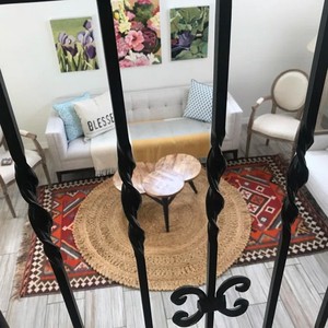 Tapis rond en jute tressé, couleur unie, style bohème, à poils plats, antidérapant, pour le salon - Product Image 5