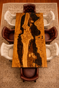 Mesa de Comedor con Borde Natural y Resina Epoxi, Mesa de Madera Negra, Mesa de Comedor de Lujo Hecha a Mano, Muebles Rústicos Modernos, Mesa de Tamaño Personalizado - Product Image 4