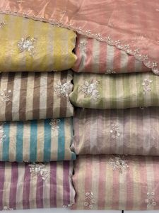 Cuentas de tejido de viscosa pura para bordado, uso en sari, vestido, kurti, ancho 44, gsm 65, 20 metros cada uno, varios colores. - Product Image 2