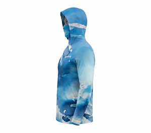 Sudadera con Capucha para Pesca, Manga Larga, Estampado por Sublimación, Protección UPF 50 Anti-UV, Unisex para Adultos, Diseño de Acuarela Azul - Product Image 5