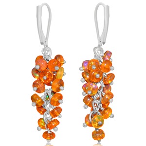 Orange Opal Fine Hoop Dangle Earrings Lever <b>Back</b> Beaded <b>Drop</b> Trendy Wedding Engagement Jewelry for Women Party Wear - Product Image 1