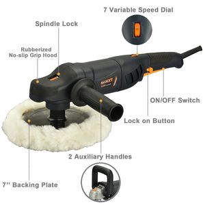 Kit per Detailing Auto con Lucidatrice Rotativa a Velocità Variabile da 7 Pollici, Impugnatura Laterale in Lana, Macchina per Lucidatura Auto - Product Image 2