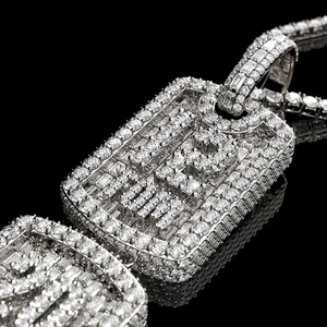 Colgante doble de moissanita estilo hip hop con cadena tipo tenis, joyería de lujo para hombre, estilo urbano, para uso diario. - Product Image 3