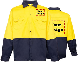 Camisa de Manga Larga de Alta Visibilidad, 100% Algodón, con Franjas Reflectantes Luminosas para Trabajo Nocturno - Product Image 4