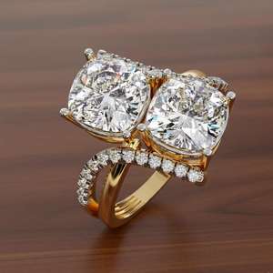 Anillo Toi Et Moi con Moissanita Brillante de Corte Redondo de 6MM, Plata 925 con Baño de Rodio, Regalo para Mujer para Ocasiones Especiales - Product Image 1