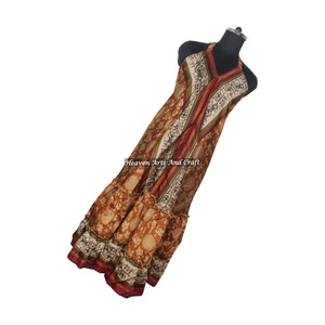 Bohemian New Fashionable Women's Wear Vintage Sari Silk <b>Spaghetti</b> Maxi Dress Ladies Elegant Dinner Gown Sleeveless Evening Gowns - Product Image 4