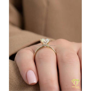 Luxury Radiant Cut Moissanite Engagement <b>Ring</b> 925 Sterling <b>Silver</b> Gold Plated <b>Solitaire</b> Bridal Jewelry For Women - Product Image 5