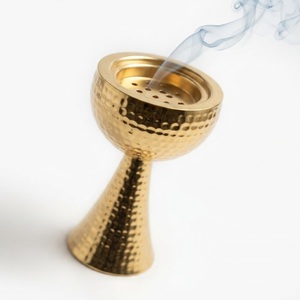 Luxury Hammered Gold <b>Bakhoor</b> Burner Metal Arabic Censer Mubkhar for <b>Oud</b> Charcoal Incense Holder Ramadan Home Decor Gift On Sale - Product Image 3