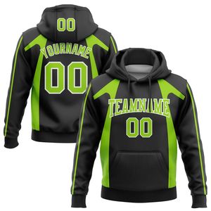 Sweat à capuche personnalisé pour homme, noir et vert, en polyester par sublimation, décontracté, pour le sport, vêtement d'automne avec poche pour nom et numéro - Product Image 1