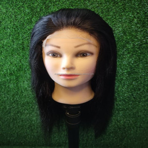 Perruque de cheveux vierges longs et lisses du vendeur indien Transparent pour dentelle suisse Couleur noire naturelle Fermeture avant droite-Petit bonnet - Product Image 2