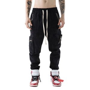 Black Men Cargo <b>Harem</b> Pants Drawstring Jogger <b>Trousers</b> Multi Pocket Casual Streetwear Men Windproof Training <b>Trousers</b> - Product Image 2