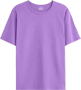 Camiseta lisa de manga corta con cuello redondo de punto de algodón 100% suave de alta calidad con logotipo personalizado para hombre - Product Image 1