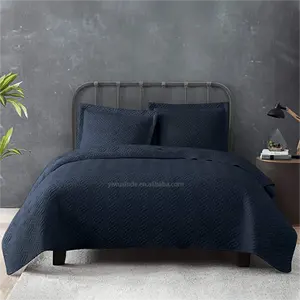 <span class=keywords><strong>Couvre</strong></span>-<span class=keywords><strong>lit</strong></span> matelassé réversible en <span class=keywords><strong>coton</strong></span>, lavable en machine, de luxe, personnalisé, nouveau design, 3 pièces, <span class=keywords><strong>bleu</strong></span> foncé, 2023 - Product Image 1