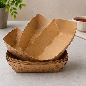 Papier Kraft Rectangulaire Personnalisé Biodégradable Écologique Jetable de Qualité Commerciale pour Snacks, Frites et Nuggets de Poulet - Product Image 2