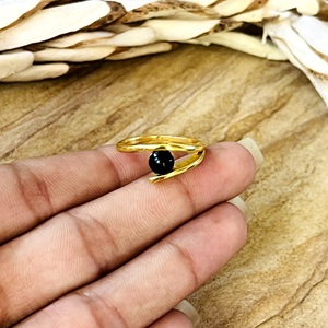 Latest Design Black Onyx <b>Ring</b> Minimalist Brass <b>Rings</b> for Women 18k Gold Plated <b>Dainty</b> Geometric <b>Ring</b> for Wholesale/OEM/ODM - Product Image 5