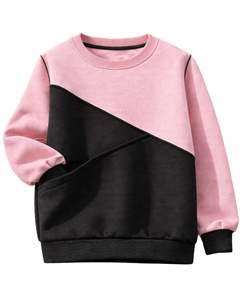 Sweat-shirt pour femme personnalisé par le fabricant, rose et noir, en polaire douce, col rond, décontracté, pull d'hiver, chaud, tendance - Product Image 1