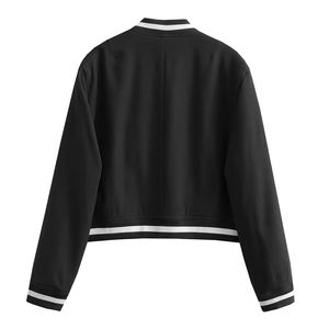 Veste en cuir courte à manches longues boutonnée pour femme, style universitaire, légère et décontractée - Product Image 3