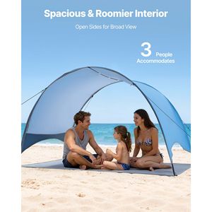 Tenda da Spiaggia Portatile UPF 50+ per 3 Persone, Tettoia Leggera in Tela con Picchetti e Borsa per il Trasporto, Protezione Solare Estiva - Product Image 3