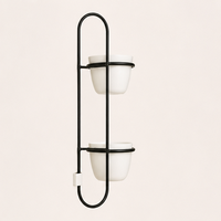 Support mural moderne à 2 niveaux pour plantes, intérieur/extérieur, en métal noir, écologique, pour la décoration de la maison et du jardin, porte-plantes pour le bureau