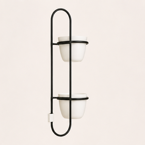 Support mural moderne à 2 niveaux pour plantes, en métal noir, pour décoration intérieure, bureau, balcon, pots de fleurs suspendus - Product Image 2