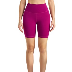 Shorts de Yoga de Cintura Alta para Mujer, Color Sólido, Logotipo Personalizado, Venta al Por Mayor, Tallas Grandes, Ropa Deportiva, Transpirable, Secado Rápido, Spandex/Poliéster - Product Image 2