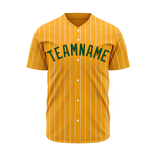 Maillot de baseball doré à rayures fines en maille 100 % coton, imprimé drapeau sur le devant, manches courtes, boutonné, personnalisable, fournisseur OEM en gros pour adultes - Product Image 4