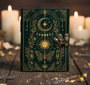 Celestial Leather Journal – Grimoire <b>Book</b> of Shadows, Sun <b>Moon</b> Spell <b>Book</b>, Witchy Journal, Vintage Diary, Gift for Her - Product Image 6